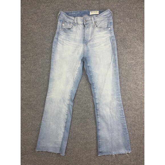 AG Jeans Womens 26 Light Wash Farrah Boot Crop High Rise Raw Hem Bootcut - Picture 1 of 8